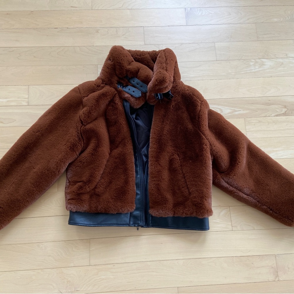 BLANK NYC Noise Faux Fur Jacket in Brown (Medium Size) - Like NEW